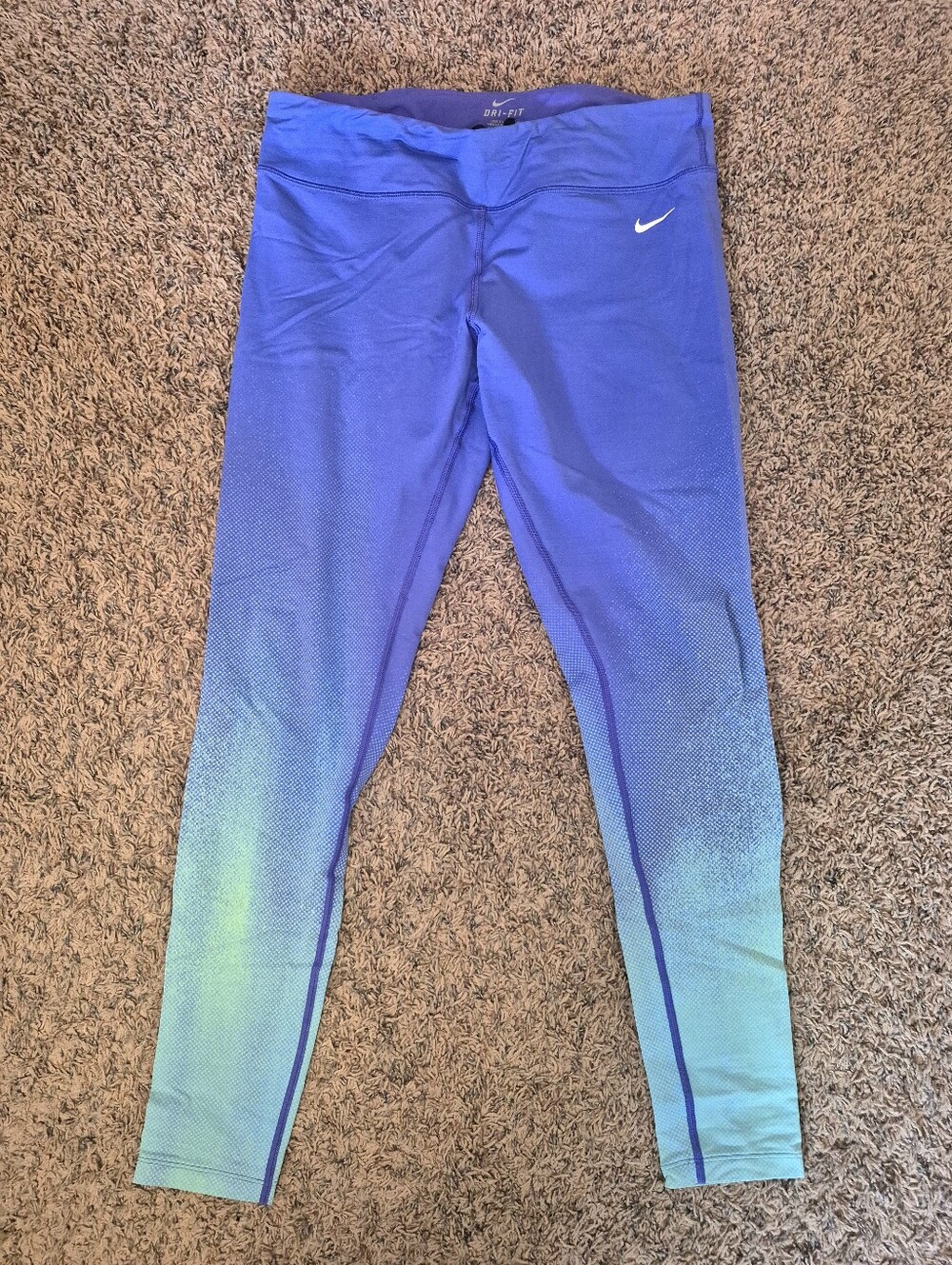 Nike Women's Green To Purple Gradient Ombre Athletic Leggings Size XL